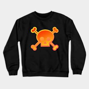 Skull and Crossbones Pirate Flag Firey Orange Gradient Crewneck Sweatshirt